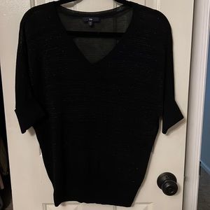 Gap shimmery black & silver light shirt sleeved sweater - Small - V neck